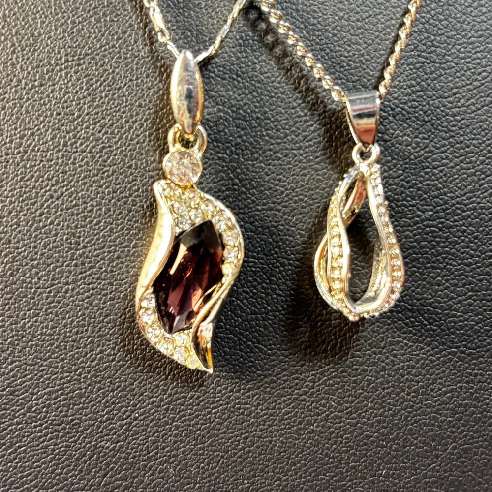 Pendant Necklaces Silver‎ Tone Delicate Rhinestone